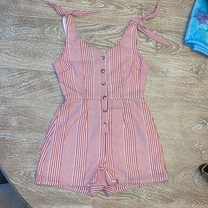 MOD Red & White Striped Romper Small Seasucker
